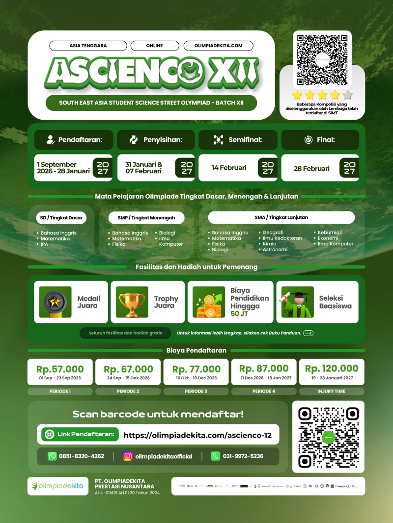 SOUTH EAST ASIA STUDENT SCIENCE STREET OLYMPIAD (ASCIENCO 12 INTERMEDIATE)